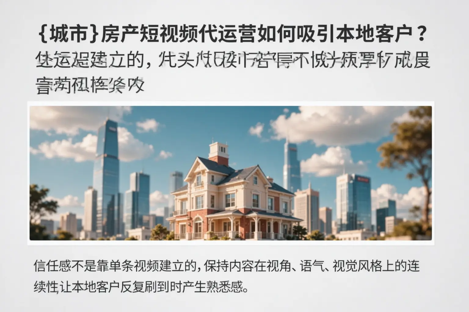 大名房产短视频代运营如何吸引本地客户？